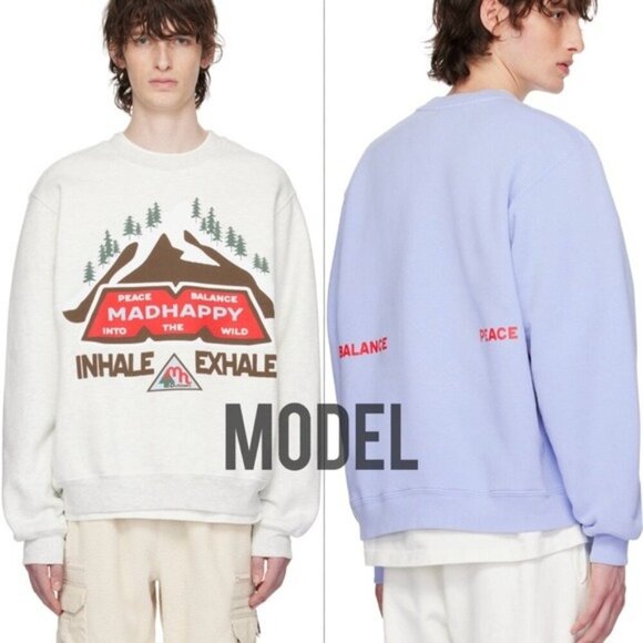 NEW [SET] Madhappy Winter Outdoors Crewneck Sweatpants M Bluejay Inhale Exhale - Picture 2 of 16